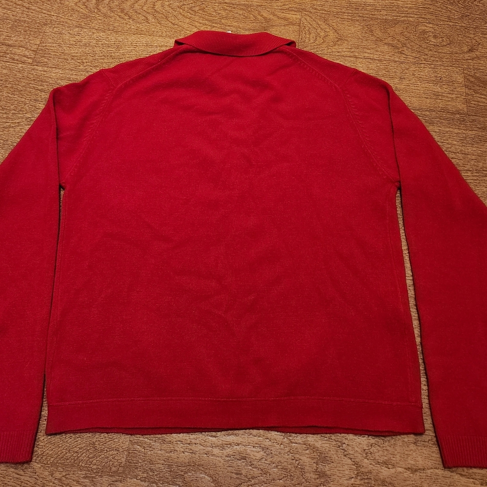 Red Button-Up Women's Sweater - Picture 2 of 6